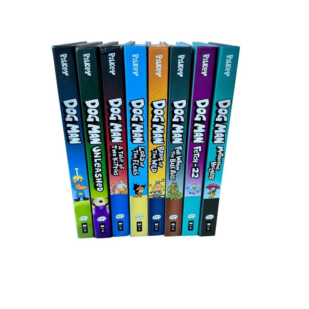 DOG MAN Book Bundle Set of 8 Hardcover Books By Dav Pilkey EUC Graphic Novels